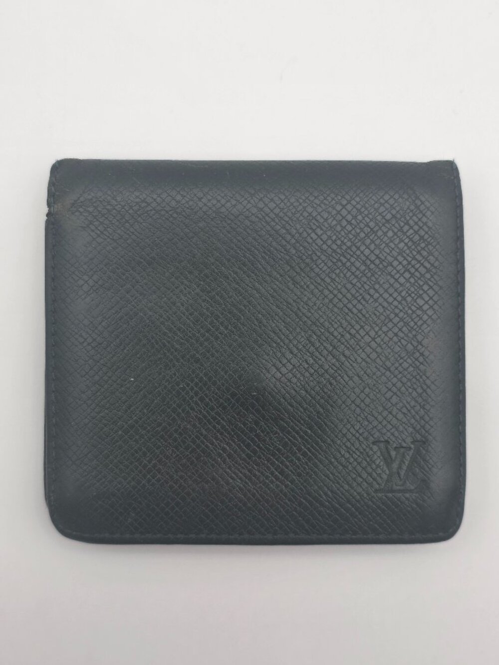 Louis Vuitton Black Taiga Leather Bifold Compact Wallet